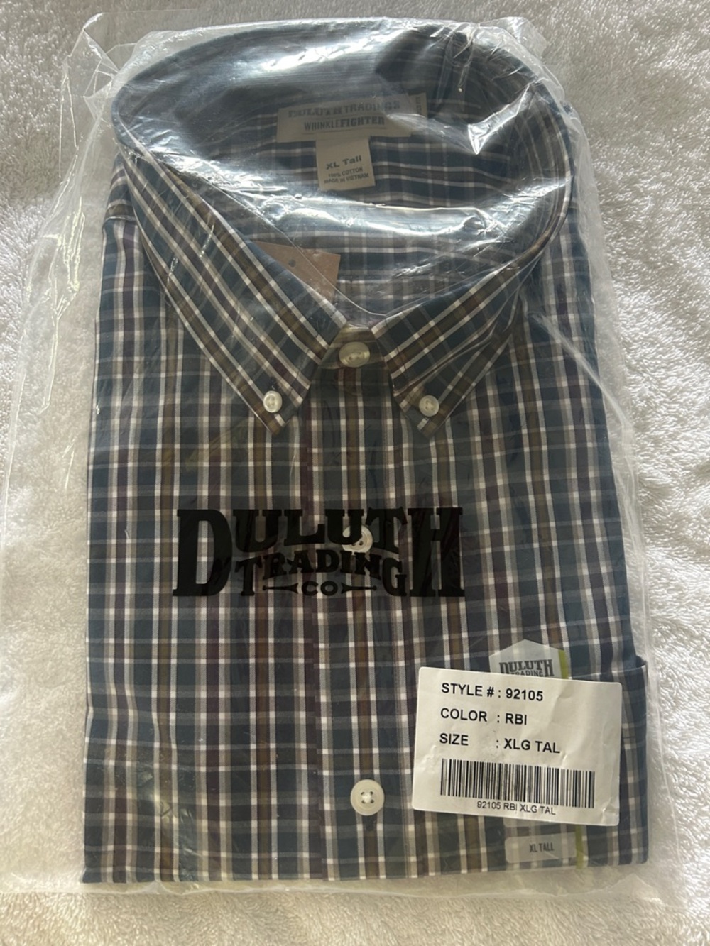 Duluth Trading Co Men’s Plaid Button-Down Shirt — Blue and Brown